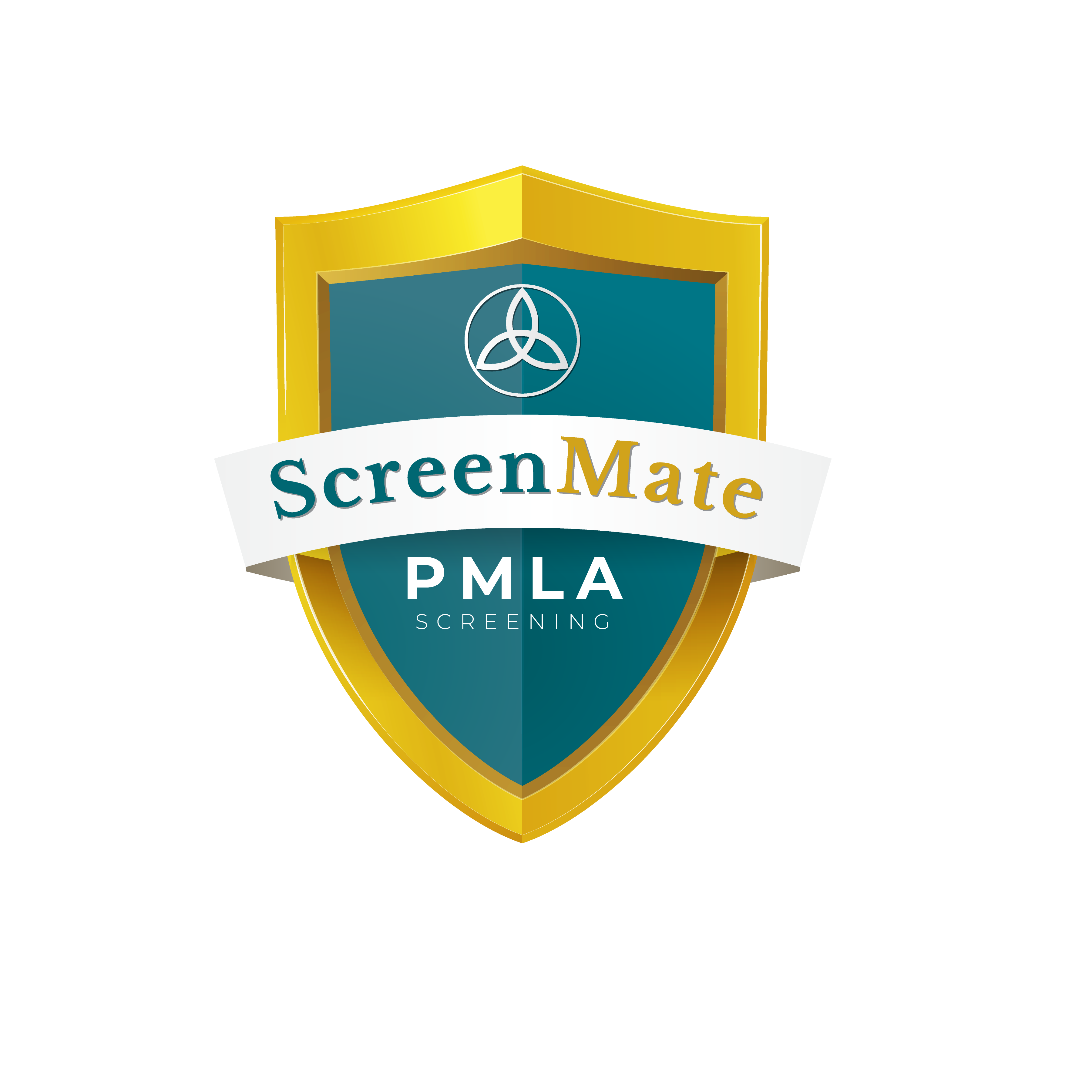 ScreenMate PMLA Screening, teal and gold shield logo